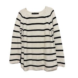 PAHLADIUM Striped Black and Off-White Knitted Pullover Size S